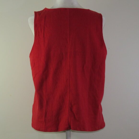 Old Navy Women's Red Sleeveless Button-Up Top with Bottom Tie Size L (C1514) - Picture 5 of 7